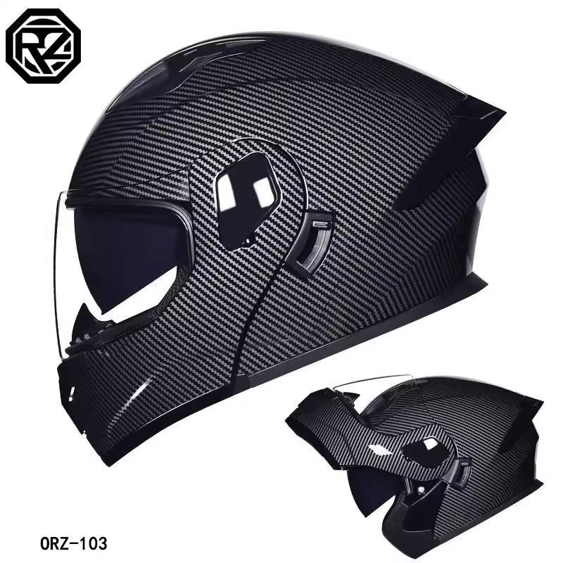 ORZ Bluetooth Flip-up Dual Visor Motorcycle Helmet for Men & Women, HD Full Face, Wingxin Certified for All Seasons.