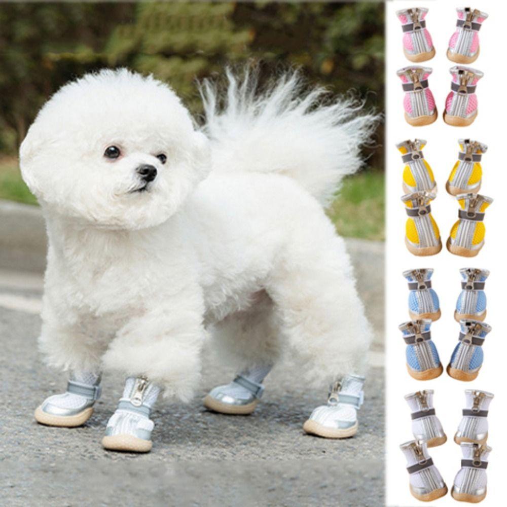 

4 шт./компл. дышащая нескользящая обувь для собак мягкая спортивная обувь для собак модные весенние сапоги для собак S синий