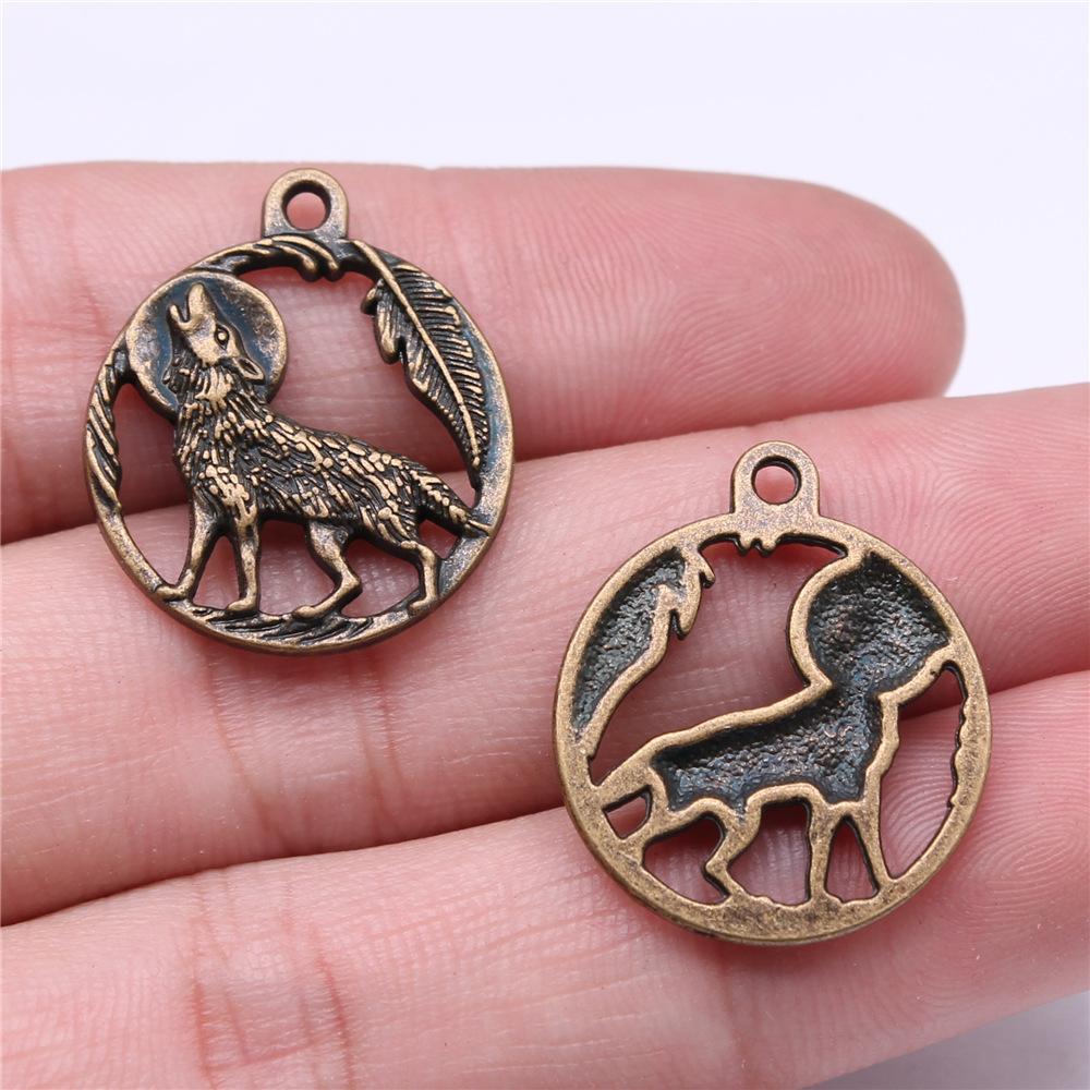 20pcs Howling Wolf Charms Moon Wolf Charms Animal Wolf Pendant For Jewelry Making