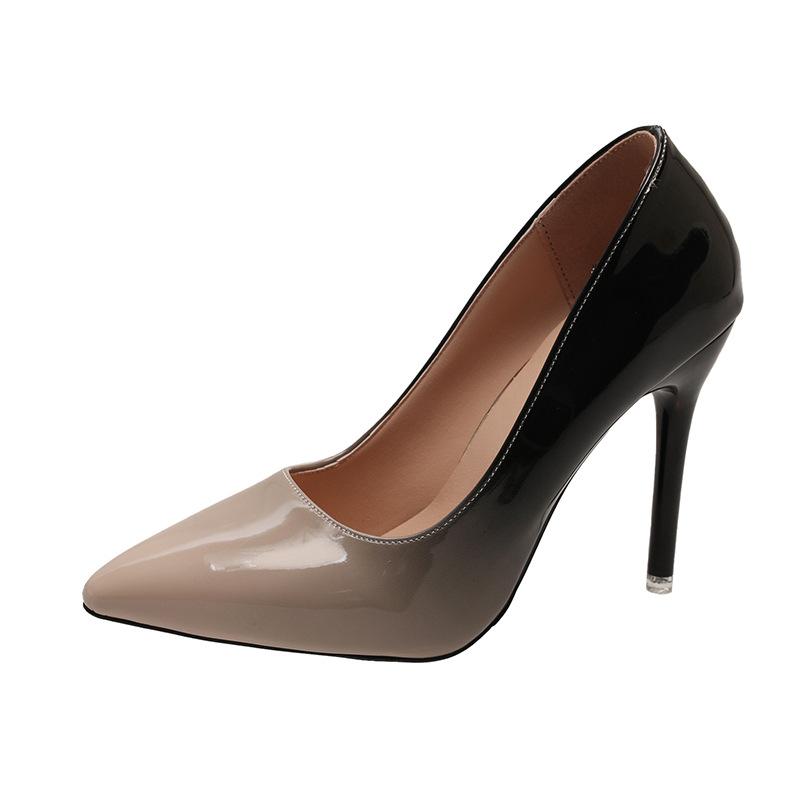 

Высокие каблуки тонкие каблуки женские весна новые большие размеры высокий уровень темперамент градиент цвета острый носок 4243 40 абрикосовый