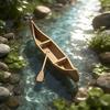 3D Printed Canoe Miniature Ornament, Compact Mini Boat Model with Paddle Accessories, Fine Wood Grain Texture Realistic Canoe Replica