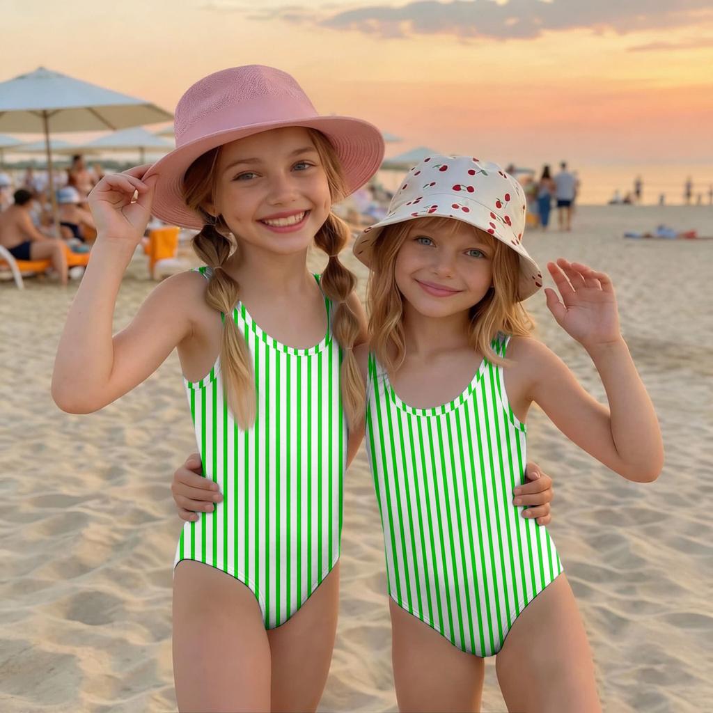 Jednoczęściowy strój kąpielowy dla dziewczynek z paskami Letnia odzież plażowa Dziecięcy swobodny strój kąpielowy dla dzieci Lekkie, wygodne dopasowanie