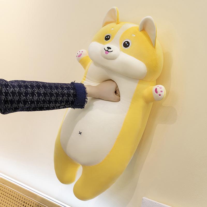 Cute long corgi plush toy throw pillow peach butt soft cute girl bedmate doll gift