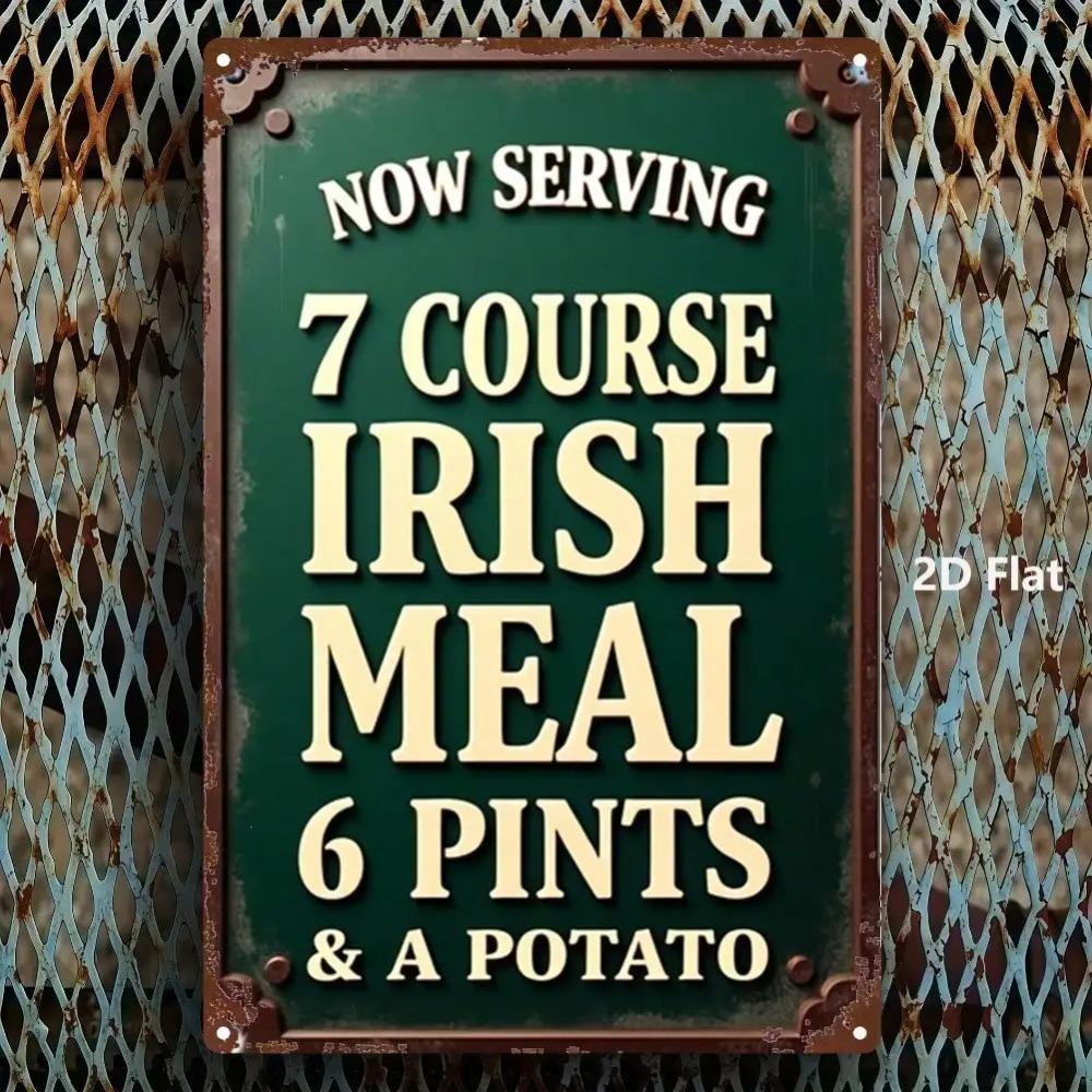 Vintage Irish Pub Metal Wall Sign 8x12 Inch Rustic Golden Lettering Home Bar Kitchen Decor