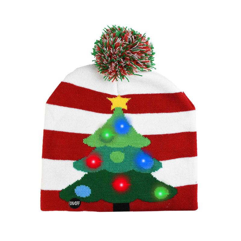 LED Christmas Hat Sweater Knitted Beanie Christmas Light Up Knitted Hat Christmas Gift for Kids Xmas 2024 New Year Decorations