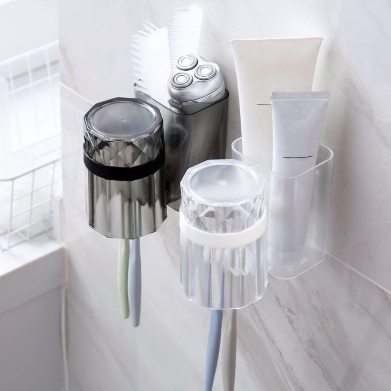 1pc Toothbrush Holder Rack with Cup Toothbrush Case Cover Facial Cleanser Toothpaste Holder