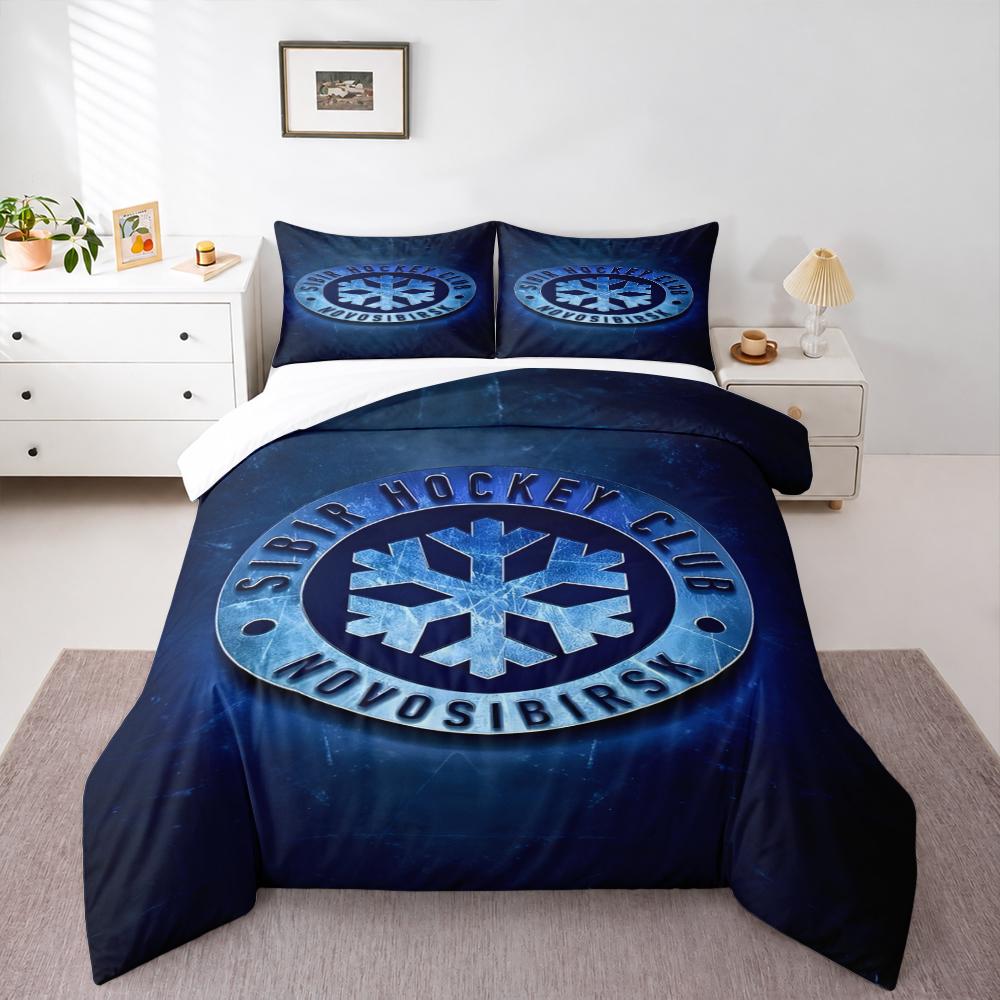 3 Piece Bedding Set Sibir Hockey Club Novosibirsk Snowflake Ice Duvet Cover for Men Fan Gift