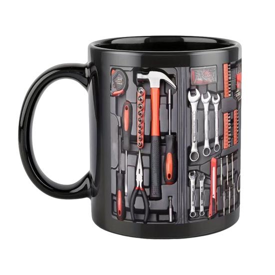 

Toolbox Coffee Mug Mechanical Tool Box Mug Ceramic Double-sided Print Ergonomic Handle Cup Microwave Dishwasher Safe Gift for Mechanics Car Lovers