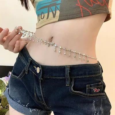 Fashion Simple Beaded Waist Belly Chain For Women Girls Tassel Thin Waist Chain Versatile Body Jewelry Accessories Gifts