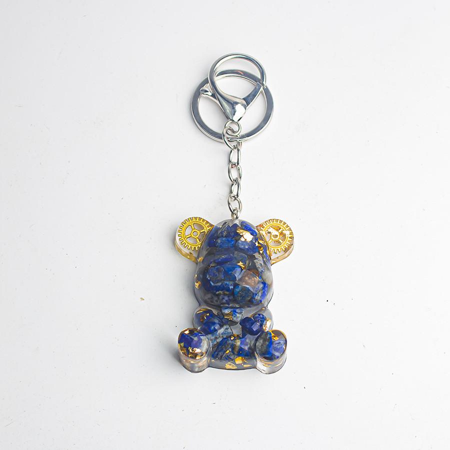 Crystal Stone Bear Pendant With Natural Gemstones For Car Keychain And Gift Use