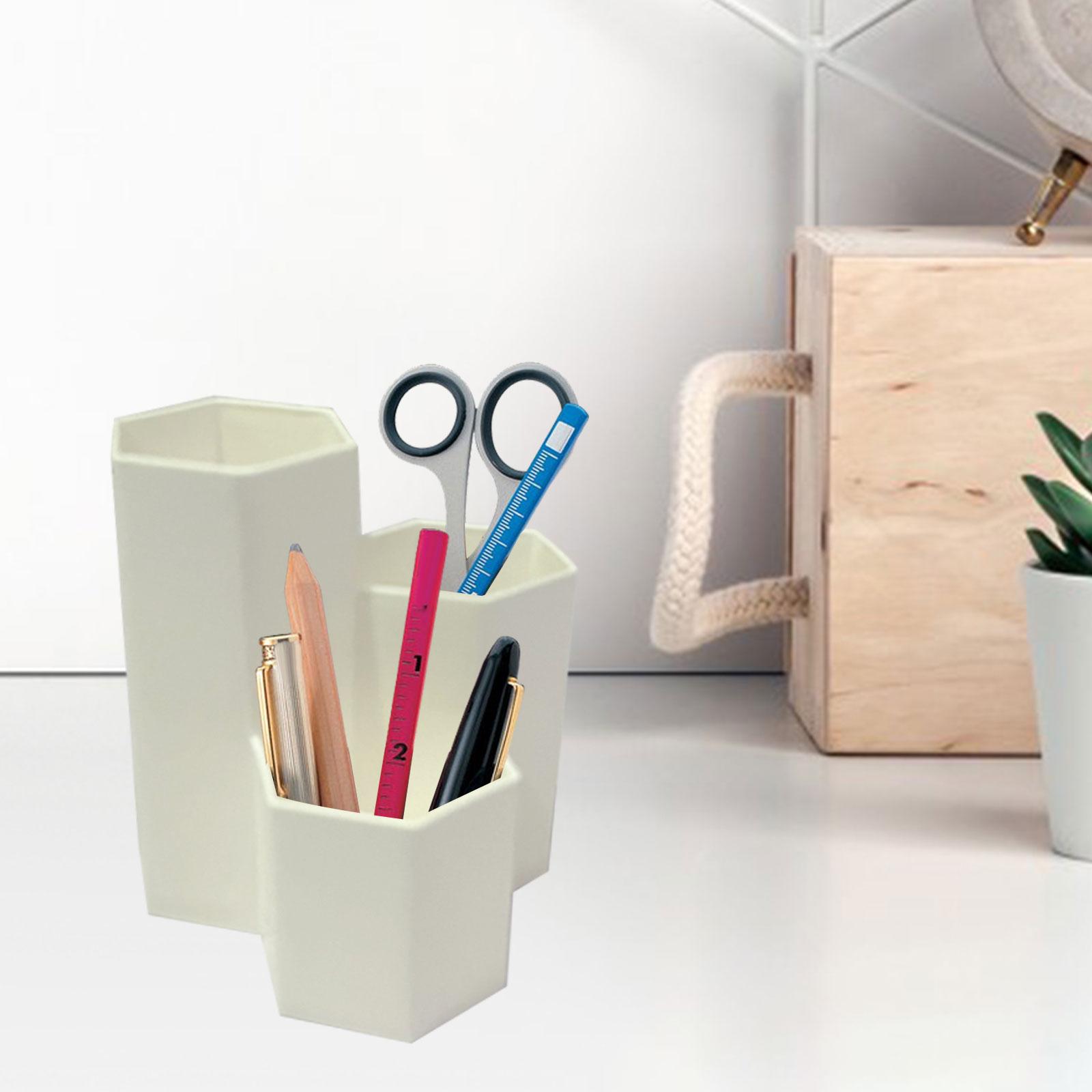 

Multi-Function Holder 3-Compartment Pencil Pen Cup Desktop Brushes Storage Solution for Desk Accessories Countertop белый