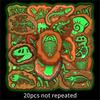 20 Luminous Dinosaur Fossil Glow-in-the-Dark Stickers: Retro Ammonite, Ancient Skeletons, Waterproof Decorative Journal Set