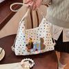 Dopamine Puppy Embroidery Shoulder Bag Y2k Cartoon Handbag Versatile Polka Dot Tote Bag  Girls