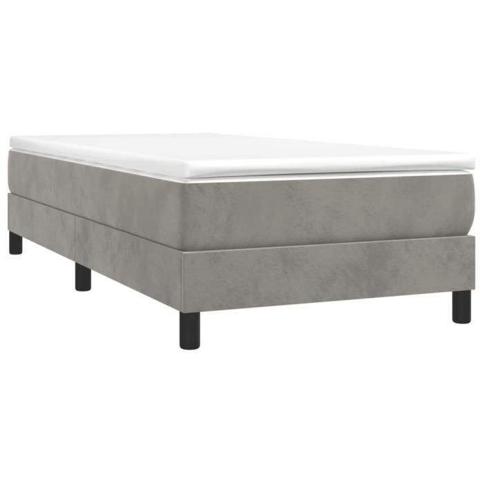 VidaXL Lit à sommier tapissier et matelas Gris clair 90x190 cm Velours - Modèle 3144303