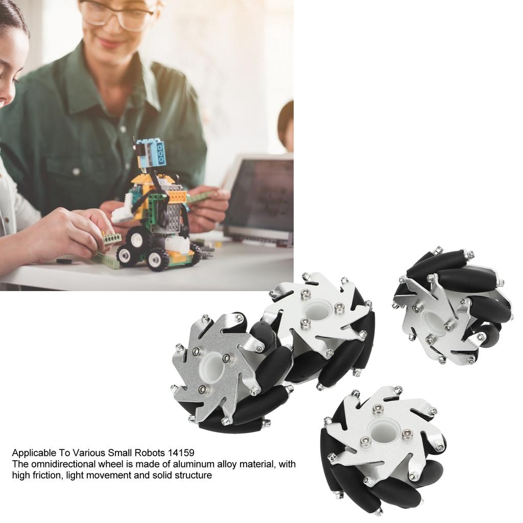 4Pcs 60mm Omnidirectional Wheel Aluminum Alloy Omni Directional Wheel Set 2 Left 2 Right 14159