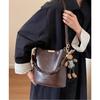 YUYULA Leder Handtasche, Damen Umhängetasche, Beuteltasche, Schultertasche, Kaffeefarbe, mit Geschenkbox
