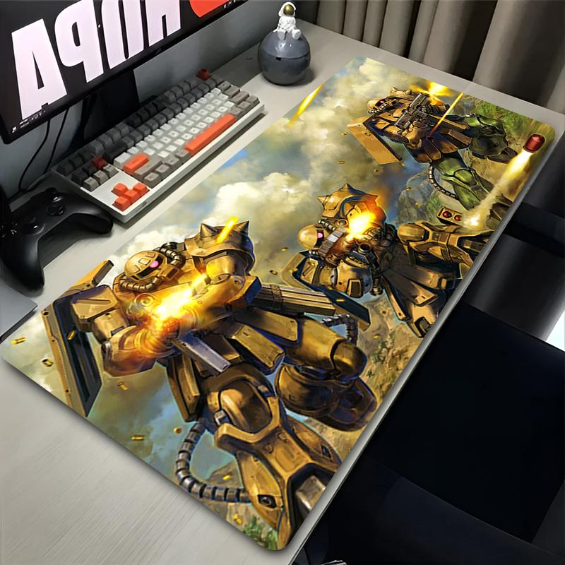 White Anime Mouse Pad Mechanical Warrior Ggundam Zzaku Ii Gaming Nonslip Extended Keyboard Desk Mat Gamer Esports Mousepad