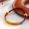 Copper Plated Lucky Coin Knot Bracelet Women Red Black Cord Adjustable Handmade Chinese Style Fortune Charm Bangle