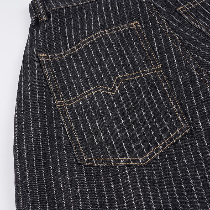 Herbst Retro Gestreifte Weite Jeans - Street Style Lockerer Schnitt