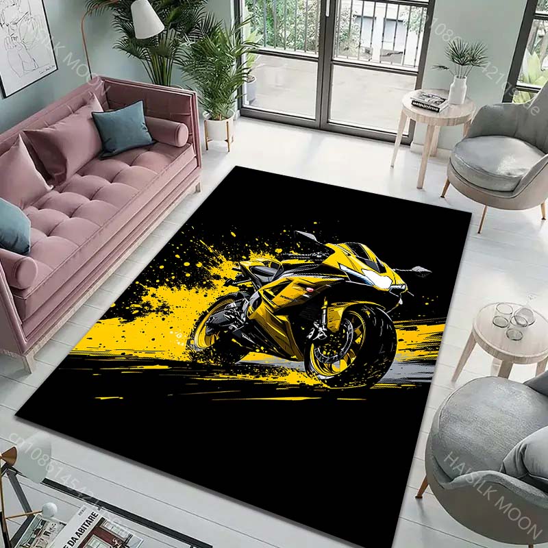 Motorcycle Racing Art Pattern Carpet for Living Room Bedroom Sofa Creative Doormat Home Decor Area Rug Non-slip Mat