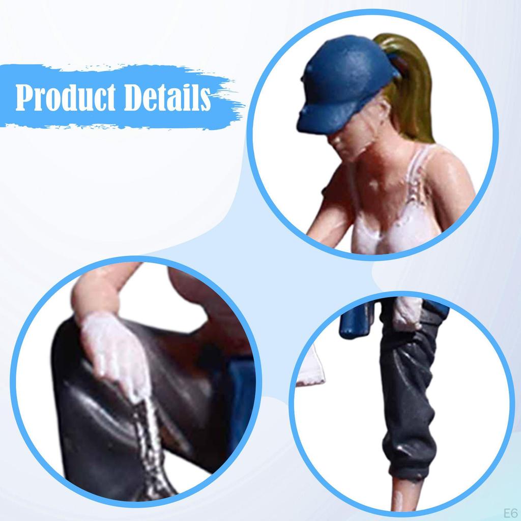 1/64 Miniature Female Figure Repair Diorama Resin for Photography Props