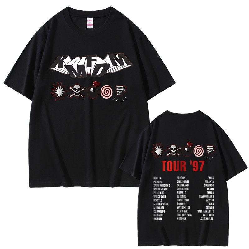 Rock Band Kmfdm Tour 97 Graphic T Shirts Unisex Women Vintage Gothic Punk Tshirt Unsiex Pure Cotton Casual Oversized Short Sleeve