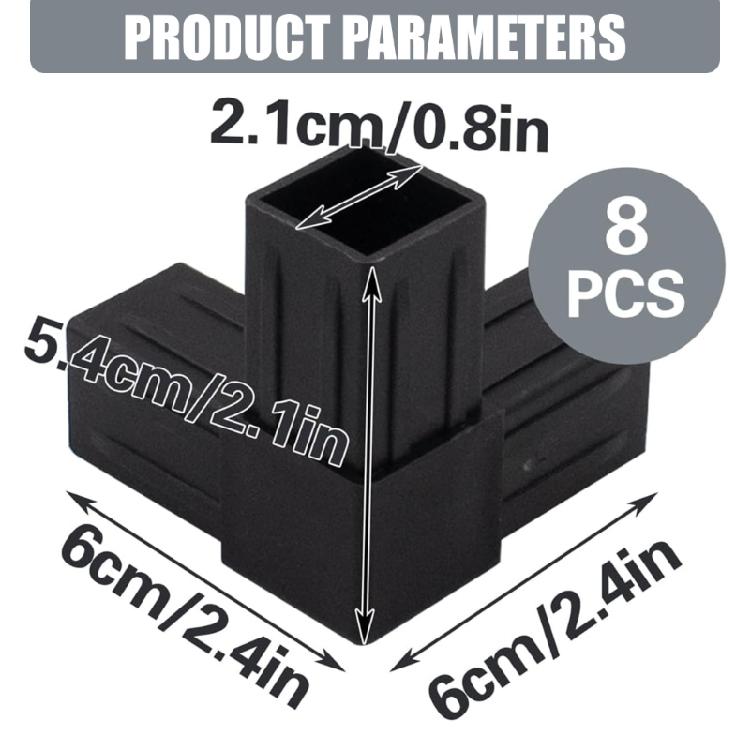 8lots Plastic Square Tube Joints Heavy Duty Square Pipe Fittings for Outdoor Indoor Furniture Greenhouse Frame Assembly