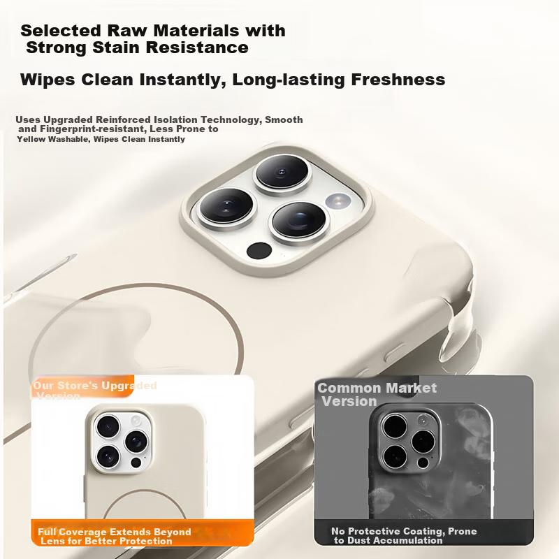 Soft Skin-Friendly Silicone Magnetic Ultra-Thin Shockproof Full-Coverage Case for iPhone 16 Pro - Antique White