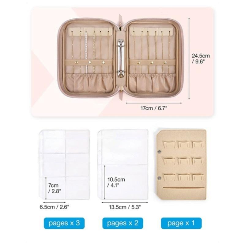 Portable Jewelry Storage Case with Clear Pockets Pages for Travel and Daily Use Jewelry Storage Book Binder Organizers