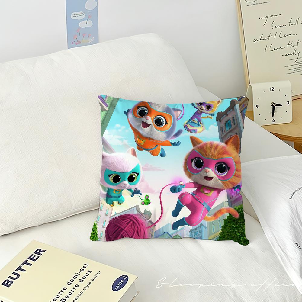 MINISO Cute Cartoon S-SuperKitties Cushion Cover Living Room Headboard Bedroom Office Cushion Cushion Sofa Nap Time Pillow Case
