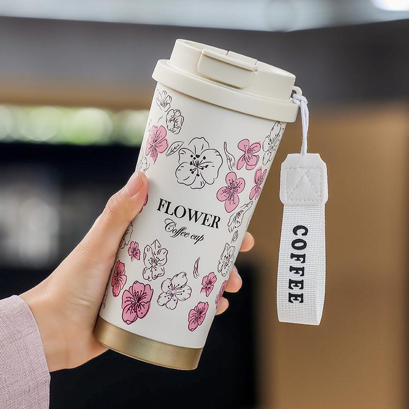 Light Luxury High-grade Water-sensitive Cup Stainless Steel Portable Coffee Cup Large Capacity High Value Niche Thermal Insulation Kettle