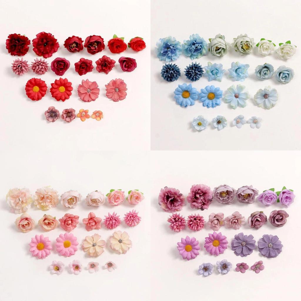 20pcs Silk Artificial Flower Head Home Decor Wedding Wall Backdrop DIY Party Floral Arrangement Table Display Art Supplies