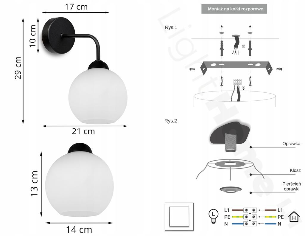CLASSIC WALL LAMP ELEGANT GLASS SHADE