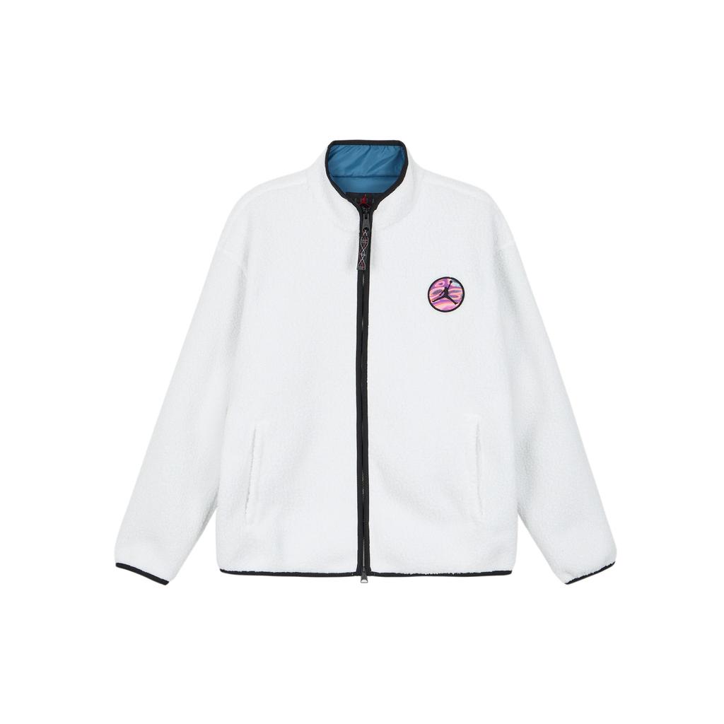 Jordan Fearless Logo Stand Collar Zip-Up Fleece Jacket Men Jackets Light-Silver-Grey FV4017-029