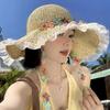 Sweet and Colorful Butterfly Ribbon Straw Hat for Women, Summer Seaside Vacation Style, Large Brim Sun Protection Hat, Foldable Hat