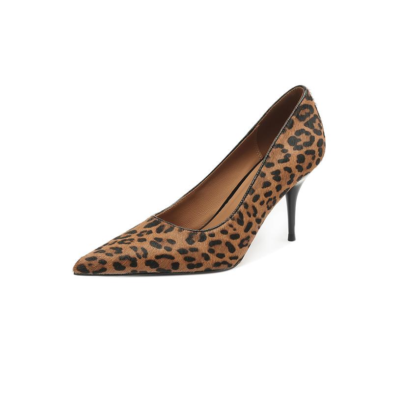 

Fashion NEW Spring/Autumn Women Pumps Pointed Toe Thin Heel Shoes Horsehair Shoes for Women Elegant Stiletto Heels Leopard Modern Shoes 39 коричневый
