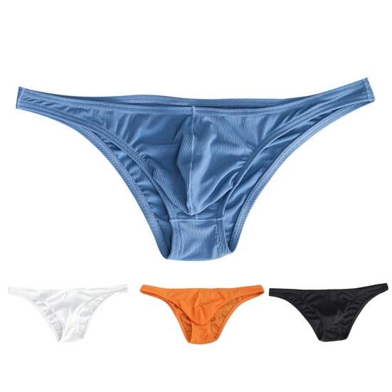 Men Briefs Low-Rise Solid Color Breathable Comfortable Panties Triangle Style Thin Underwear U-convex