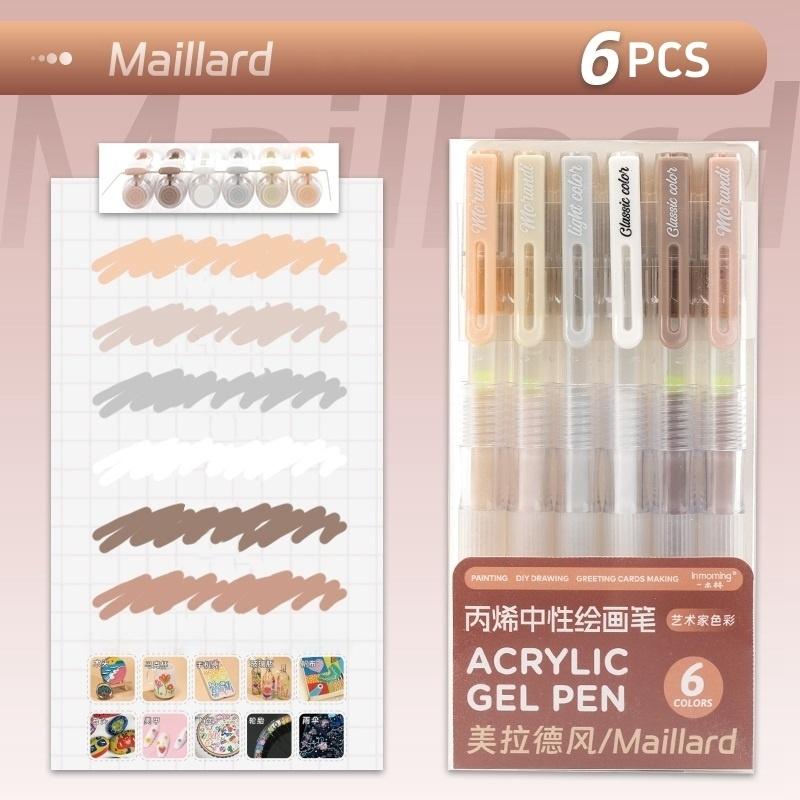 6 Colors Acrylic Gel Pens For Drawing Retractable Gel Paint Pens Set Of Acrylic Marker Pens Color Ink Journaling Crafts
