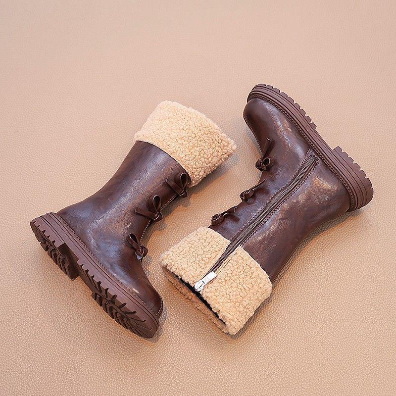 Girls' Velvet Knee-High Fashion Princess Leather Boots - Winter/Autumn Snow Boots