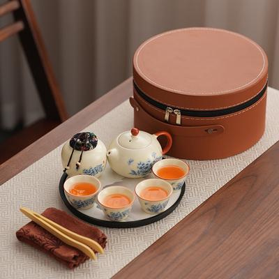 Tea Set Ceramic Small Set Simple Storage Ru Kiln Brewing Teapot Household Tianxiang Peony Kung Fu Tea Set