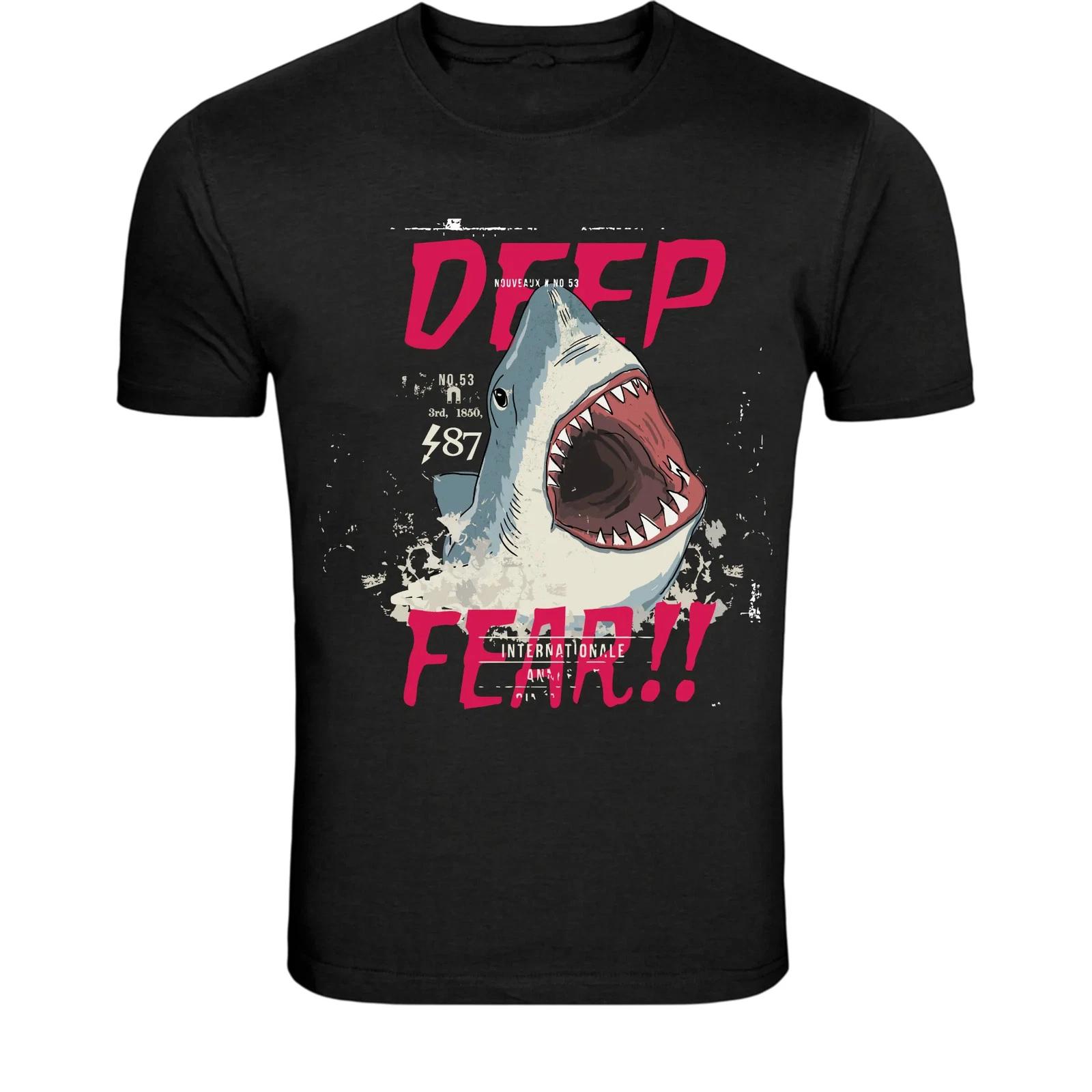 Deep Fear Shark Attack T-Shirt - Vintage Shark Graphic Tee XXXL