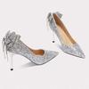 2025 New Pointed Crystal Butterfly High Heels for Bridesmaids, Engagement Shoes, Slim Heels, Non Tiring Pumps Shoes