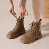 Fashion Platform Lace-up Female Short Shoes Autumn Winter Round Toe Women's Ankle Boots Fleece-Lined Biker Booties Fashion 2025 Footwear