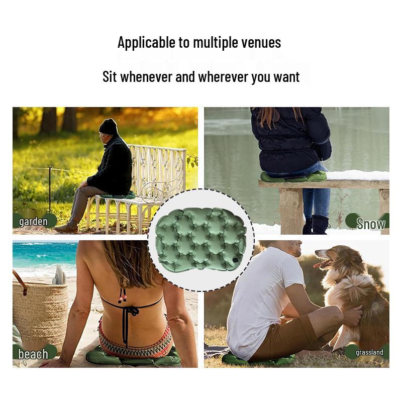 Cojín de Asiento Inflable Portátil Ligero para Acampar - Impermeable, Plegable, Duradero y Cómodo para Sentarse a Largo Plazo