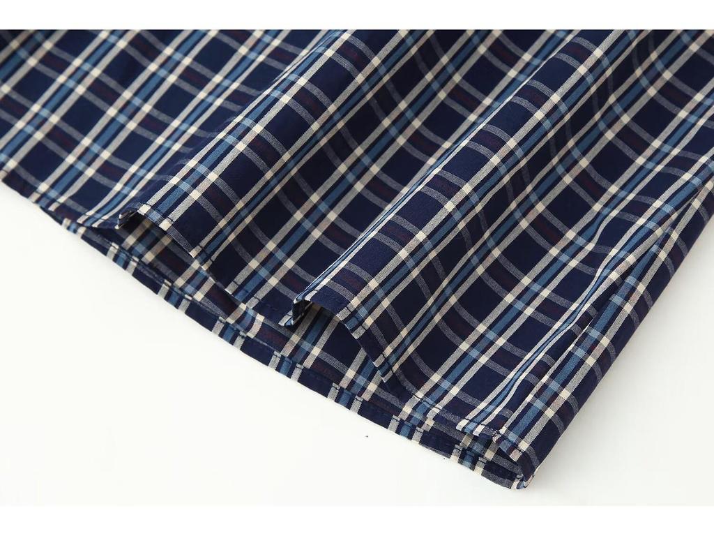 PB&ZA Women's Autumn European Style Plaid Midi Skirt with Belt