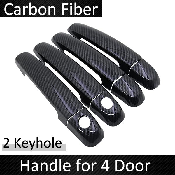 Black Carbon Fiber Door Handle Cover for Suzuki Splash 2007~2014 2009 2010 2011 2012 2013 Accessories Stickers Trim Set Chrome