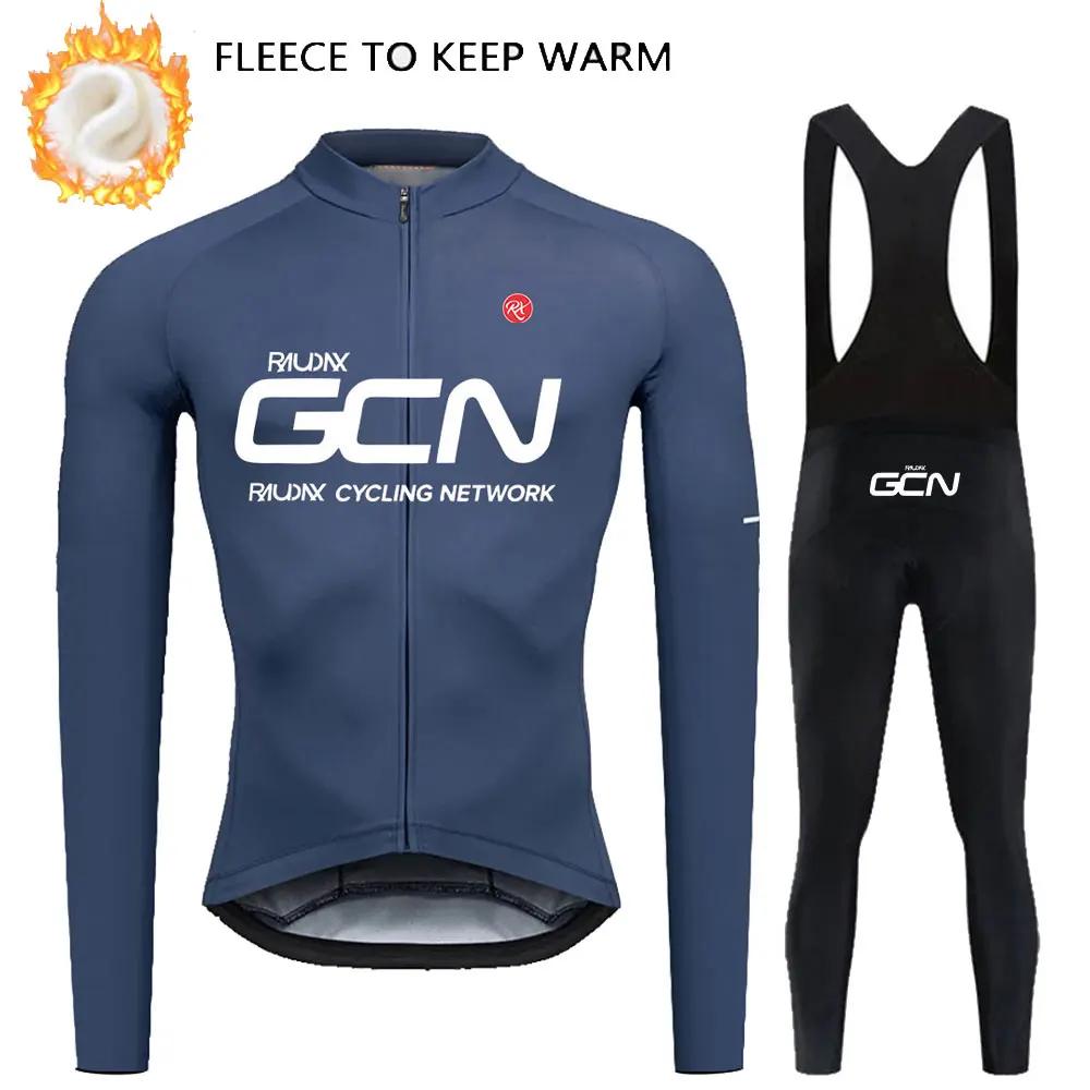 Bike Team 2026 Winter Long Sleeves Cycling Clothing Men's Thermal Fleece Cycling Jersey Set Moutain Road Bike Uniform