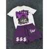 2026Spring/Summer Trendy Quick Drying 3D Printed Skull Men's Round Neck Top and Shorts, Hip Hop Style Fashion Cool Two Piece Set