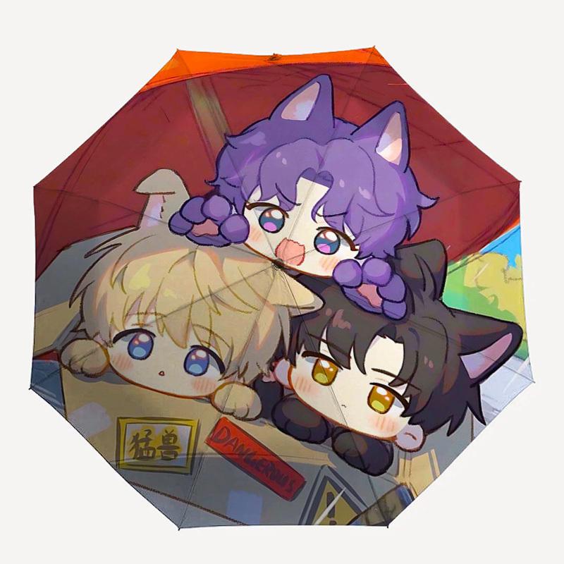 1pc Outdoor Umbrella with Cute Anime Characters, Automatic Opening/Closing, Portable 3-Fold Design, 8-Bone Iron Frame - Perfect Gift for Fans, Tr