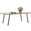 Garden Coffee Table with 5 Mm Tempered Glass Top, Outdoor Side Table, Steel Frame, Natural Wood Effect
